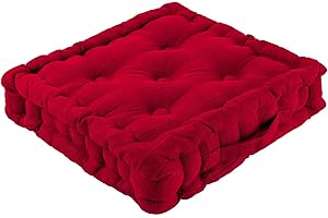 Home Bed & Bath 100% Cotton Booster Cushion Chunky Thick Seat Pads Adults Chair/Armchair/Garden Chair/Dining (Red, 2 Seats)
