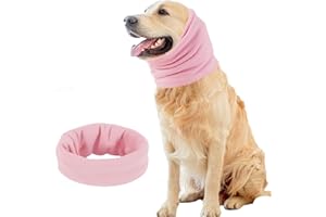 EASY JOY Pattepoint Dog Snood Dog Grooming Ear Muffs Noise Protection, Dog Neck and Ears Warmer Headwear for Comfort, Anxiety Relief and Calming Dog Ear Protectors, Pet Cat Dog Hoodie, Updated Version Pink M