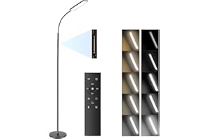 BBHome Lampadaire LED Dimmable 10W, 4 Températures de Couleur avec Gradation en Continu, Commande Tactile et Télécommande, Minuterie 1H, Lampadaire pour Salon, Chambre, Bureau, Noir