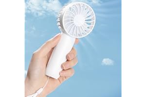 Hianjoo Przenośny wentylator, mini wentylator ręczny, 2000 mAh, ładowany przez USB, uroczy design, lekki wentylator kieszonkowy, 3-biegowy, osobiste wentylatory z paskiem na rękę, do domu, szkoły