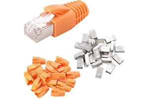 Greluma 40 pz Connettori RJ45 schermati in metallo CAT6 Estremità spina modulare CAT6A - Cat6A FTP 8P8C Connettore Ethernet a crimpare cavo di rete RJ45 (foro filo 1,2 mm) con guaine antistrappo