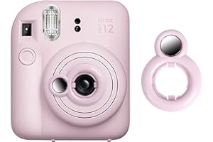 Rieibi Selfie Spiegel für Instax Mini 12, Selbstportrat Spiegel für Fujifilm Sofortbildkamera, Fuji Mini 12 Objektiv Zubehör - Rosa