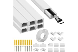 DYMHQ 6 canalina per cavi autoadesiva, colore bianco, 40,3 x 1,5 x 0,9 cm, per nascondere, per ufficio, casa