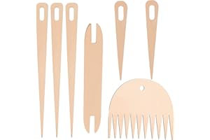 Smavles madera para telar a mano agujas de ganchillo de madera con palillo de madera y peine de madera para manualidades de punto (4PC) (7pc)