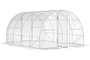 Outsunny Serre de Jardin Tunnel 4 x 3 x 2 m 12 m² avec 2 Portes à charnières bâche en PE 150 g/m² pour Légumes Plantes Fleurs