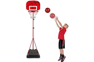 ACEMOOW Basketball Hoop for Kids, Portable Basketball Hoop Stand Height Adjustable 13.5FT-6.8FT with Ball, Pump and Net Set Indoor Outdoor Game for Children Teenagers Youth Boys Girls Adults