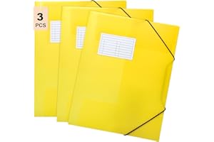 DoocliB Sammelmappe A4 3er Set, Eckspannermappe aus Kunststoff mit Gummizug - Stabile & Langlebige Plastik Mappe für Schule, Kinder (Gelb 3 Stück)