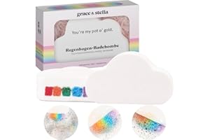 Grace & Stella Regenbogen Badebomben Kinder, Badezusatz Kinder, Badekugeln Kinder, Adventskalender Füllung Kinder, Vegane Badebombe, Lavendel Duft Ätherisches Öl, Badespaß Kinder (1er-Pack)