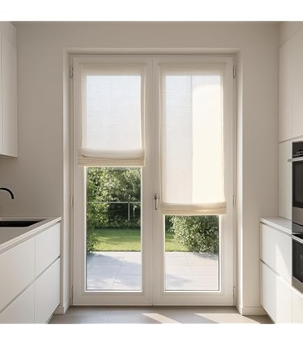 TENDINA Vetro MODERNA Larga 45 O 60 O 80 CORALLI ROSSO Misto Lino Made In Italy