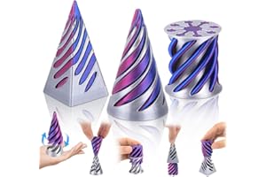 CADOAL 3PCS 3D Printed Spiral Cone Fidget Toy, Cool Impossible Cone Pyramid Passthrough Sculpture Triangle, Anxiety Stress Relief Toys Present Stock Filler For Kids Children Teens Adults