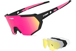X-TIGER Occhiali Da Ciclismo Con 5 Lenti intercambiabili, TR90 Occhiali Bici MTB per Ciclismo Corsa Pesca Guida