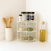Banyo Mutfak D&uuml;zenleyici Organizer K&ouml;şe Rafı - Ayarlanabilir 3 Raflı Baharatlık (Beyaz)