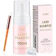 100ML Eyelash Extension Shampoo with Brush Lash Shampoo Eyelash Foaming Cleanser Mousse Wash for Extensions and Cluster Lashes Paraben & Oil Free Salon Home Use