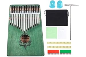 TREELF 17 Tasten Kalimba Daumen Klavier Holz Körper Musikinstrument Geschenke für Kalimba Liebhaber und Anfänger (grün)