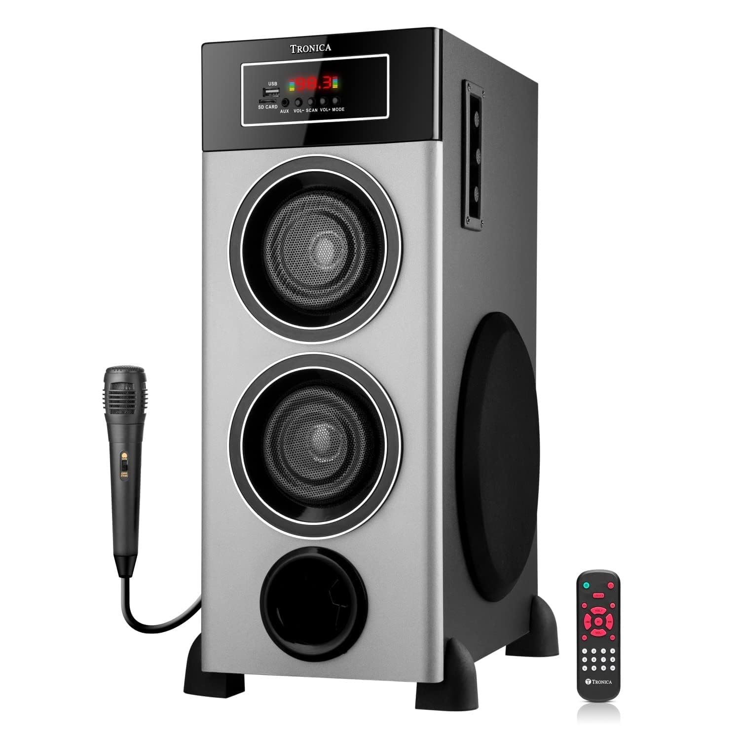 TRONICA Ridham 2 - The Powerful Bluetooth 100W Home Theater Dj Speaker, Supports Pendrive/Sd Card/Fm/Tv/Aux/Mic with Remote with High Bass for Party - Grey & Black