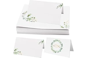 KIKVTER 50 Stück Tischkarten Eukalyptus, Platzkarten Blanko Tischdeko, Tischkarten Hochzeit, Namenskarten Namensschilder Hochzeit für Taufe Kommunion Hochzeit Bankett Geburtstag Partys