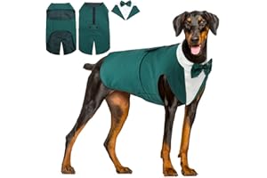 Hjyokuso Vetement Chien, Smoking Chien, Noeud Papillon Chien, Chemises pour Chiens, Déguisements pour Chiens de Petites, Moyennes et Grandes Tailles, Costume Chien pour Les Mariages et Noël - S-XXL