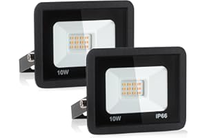 PSATFITO G Faretto LED da Esterno da 10w, LED da Cantiere Super Luminose da 1080 Lm, Ip66 Impermeabile, Proiettore LED per Esterni da 3000K per Magazzino, Garage, Cortile, Confezione da 2