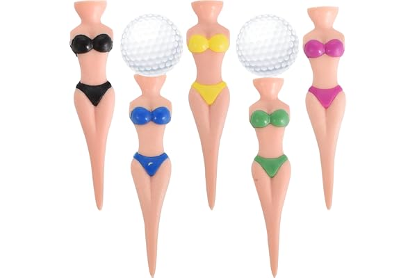 Colexy Tees de Golf Drôles Bikini 5 pièces 76 mm Tees de Golf Amusants pour Filles Tees de Golf en Plastique pour Hommes Femmes Entraînement de Golf Accessoires de Golf