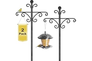 SEGNAYEN Lot de 2 mangeoires à oiseaux, 196 cm, station de suspension pour mangeoires à oiseaux sauvages, station d'alimentation autoportante pour le jardin, crochets doubles en métal robuste pour supports de