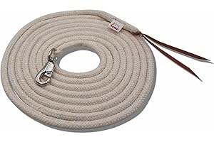 Amesbichler Reitsport AMKA - Corda per pavimento in cotone + scacciatoia in pelle naturale, 7 m, con corda western Bull Snap