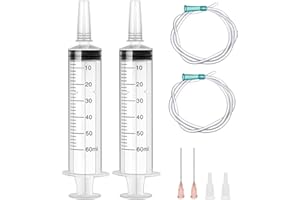 MOOSHY 2 Stücke Spritze 60ml Spritzen mit Schlauch zum öl Bremsflüasigkeit Wiederverwendbare Kunststoffspritzen zum Absaugen von Liquid Dosierspritze (Individuelles Paket)