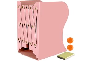 DIFIT Buchstütze, Buchstützen, Buchstütze Metall, 1 Stück Bücherhalter, Verstellbare Buchstütze, Bücherstütze für Regal, Buchstützen Metall Rosa für Schreibtisch