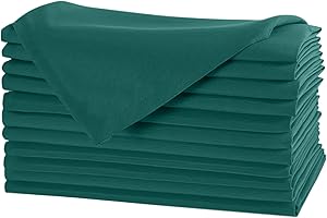 WedDecor 20 Inch Green Cotton Polyester Table Napkin for Home, Hotel, Dinning, Wedding, Banquet, Christmas Party, Events, Hemmed Edges Lightweight & Machine Washable, 10pcs