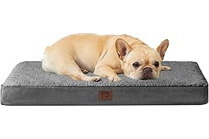 EHEYCIGA Panier Chien Orthopedique, Coussin Chien Dehoussable Lit pour Chien Lavable, Tapis Epais pour Chien Moyenne Taille, Matelas Chien, Gris, 76x51x9cm