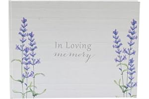 WIDDLE GIFTS Book of Condolence Lavendar Design, Funeral Memory Book, Condolence Book, Guest Book for Funeral Hardcover, Memorial Guest Book, for Celebration of Life Memorial Service 6957
