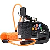 Alarm Disc Lock Set, Brake Lock, Anti-Theft Waterproof 110 dB 7 mm Pin 1.5 m Reminder Cable for Motorcycles