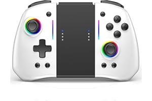 RREAKA Switch Controller for Nintendo Switch/OLED, Wireless Switch Pro Controller for Joycon, Handheld Switch Grip Remote with 8 RGB Colors, Adjustable Turbo, Dual Motor Vibration, Back Button