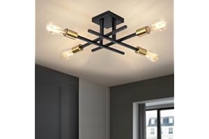 QAREHL Black Chandelier Ceiling Lights Living Room, 4 Light Modern Sputnik Ceiling Lights Industrial Light Fittings Ceilings, Sputnik Chandelier for Bedroom, Kitchen, Dining Room, Hallway, Lounge