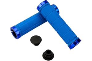 Weiye Manopole per manubrio – Manopole per bicicletta a doppia serratura, impugnatura antiscivolo in gomma con estremità di bloccaggio, per MTB, BMX, montagna, discesa, bici pieghevoli, 2 pezzi