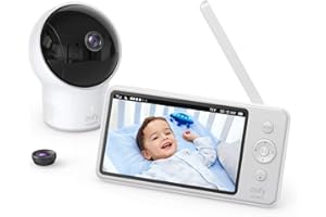 EUFY SECURITY Baby monitor, video baby monitor di sicurezza SpaceView eufy, ideale per nuovi genitori, display LCD 5, lenti grandangolo 110° incluse, risoluzione HD a 720p, visione notturna, batteria lunga durata