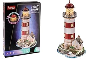 EXPLORA SCIENCES EXPLORA - Latarnia morska - Puzzle 3D Świecące - 540055 - 72 Elementy - Poziom 6 - Bez Kleju ani Nożyczek - Edukacyjne - Gra Konstrukcyjna - Prezent dla Dziecka - Model - Od 8 lat