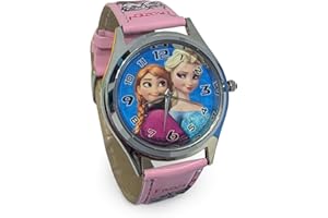 LuminaLux Girls Analog Quartz Watch, Colorful Leather Strap for Girls, Gift for 3-10 Year Olds, Elsa Anna Frozen, Disney Princess, Packed in Colorful Box Gift