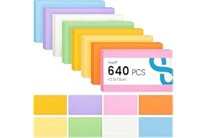 Koogel Flashcards Index Cards 640PCS 12.5x7.5cm, Blank Revision Cards with 8 Color Coding System, Study Supplies for Language Learning