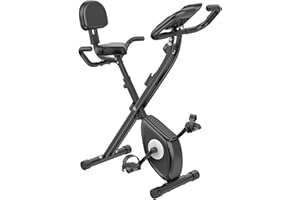 Dskeuzeew Bicicleta estática, vertical y plegable con resistencia magnética/monitor LCD/sensores de pulso, ejercicio de fitness para gimnasio en casa