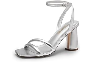 DREAM PAIRS Women's Heels Chunky Block Strappy Square Open Toe Ankle Buckle Heeled Sandals Wedding Party Dress Shoes SDHS2465W