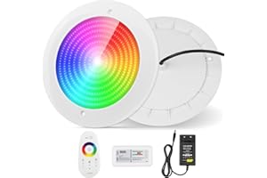 ‎COOLWEST COOLWEST Harz Gefüllt Poolbeleuchtung LED 32W RGB, Ultraflach Poolscheinwerfer mit Fernbedienung Colour Changing Schwimmbad LED Lampe, IP68 Wasserdicht, 24V DC, Aufputzmontage