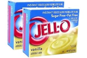 Jell-O Instant Vanilla Pudding - Sugar Free - Fat Free - 2 Pack of 28g Each - Serves 4 1/2 Cups Each - Total of 56g - Serves 9 Cups