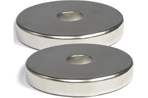 MAGNET-KAUF Magnesy neodymowe pierścieniowe z otworem – magnes otwór 12 mm – okrągły pierścień magnes magnes 50 mm x 8 mm krążki magnesy silne – płaskie okrągłe – mocne (2)