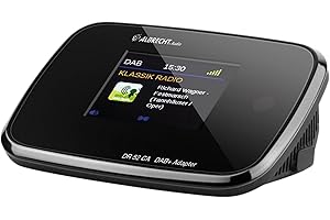 Albrecht DR52CA, 27254, Adapter zum Aufrüsten von HiFi-Anlagen und UKW-Radios zum digitalen DAB+ Empfang, mit Farbdisplay und Antenne, Farbe: Schwarz