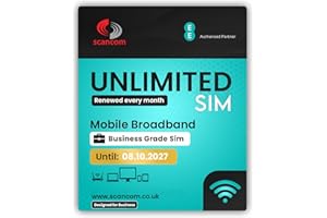 SCANCOM EE Unlimited Data SIM – Uncapped 5G Speeds – Preloaded monthly Until 8th October 2027 – No Contract – Plug & Play for Business Broadband, Routers & Phones