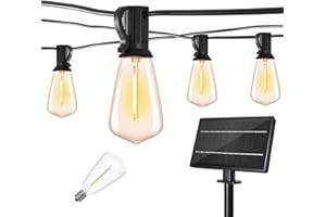 Yuusei Guirlande Lumineuse Extérieur à Énergie Solaire 15M/50FT, ST38 Guirlande D'extérieur à Énergie Solaire Avec 25+1pcs Ampoules Led Incassables, Lampes D'extérieur Étanches