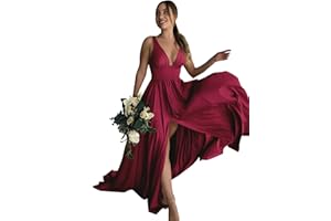 BABYONLINE D.R.E.S.S. Robe soirée Cocktail Femme Chic, Longue Taille Empire Col V Dos Nu avec Fente