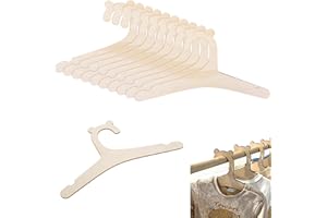 JJUNW 10 drewnianych wieszaków na ubrania dla niemowląt, wieszaki na ubrania dla lalek, DIY, antypoślizgowe wieszaki na ubrania dla niemowląt, spodnie, zabawki (miś)