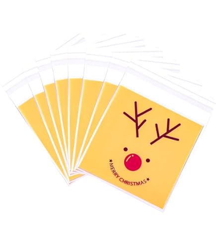 Christmas Cellophane Bags,100Pcs Clear Sweet Goodies Candy Treat Bags