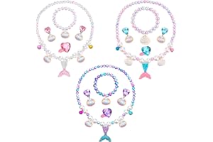JILSKL 3 Sätze Meerjungfrau Schmuck Set, Meerjungfrau Kinderschmuck, Mermaid Schmuck, Geeignet Für Geburtstagsfeiern, Prinzessin Verkleiden Sich, Urlaub Verkleiden Sich, Schöne Prinzessin Verkleiden Sich